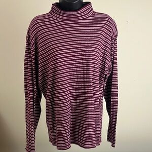 Bobbie Brooks Burgundy and White Striped Long Sleeve Top